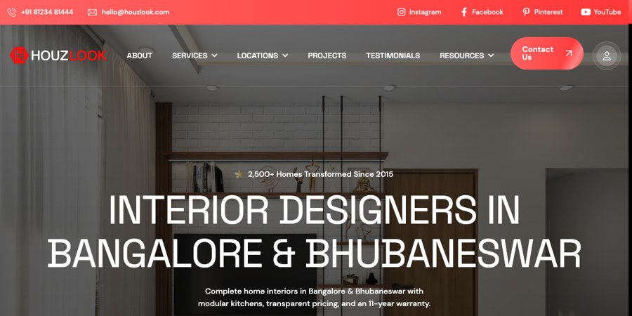 Houzlook Interiors website